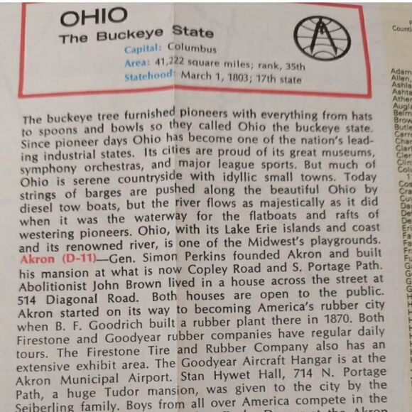 Vintage Rand McNally Ohio Official Auto Road Map Mid 1980s Travel Ephemera USA. - Picture 6 of 16